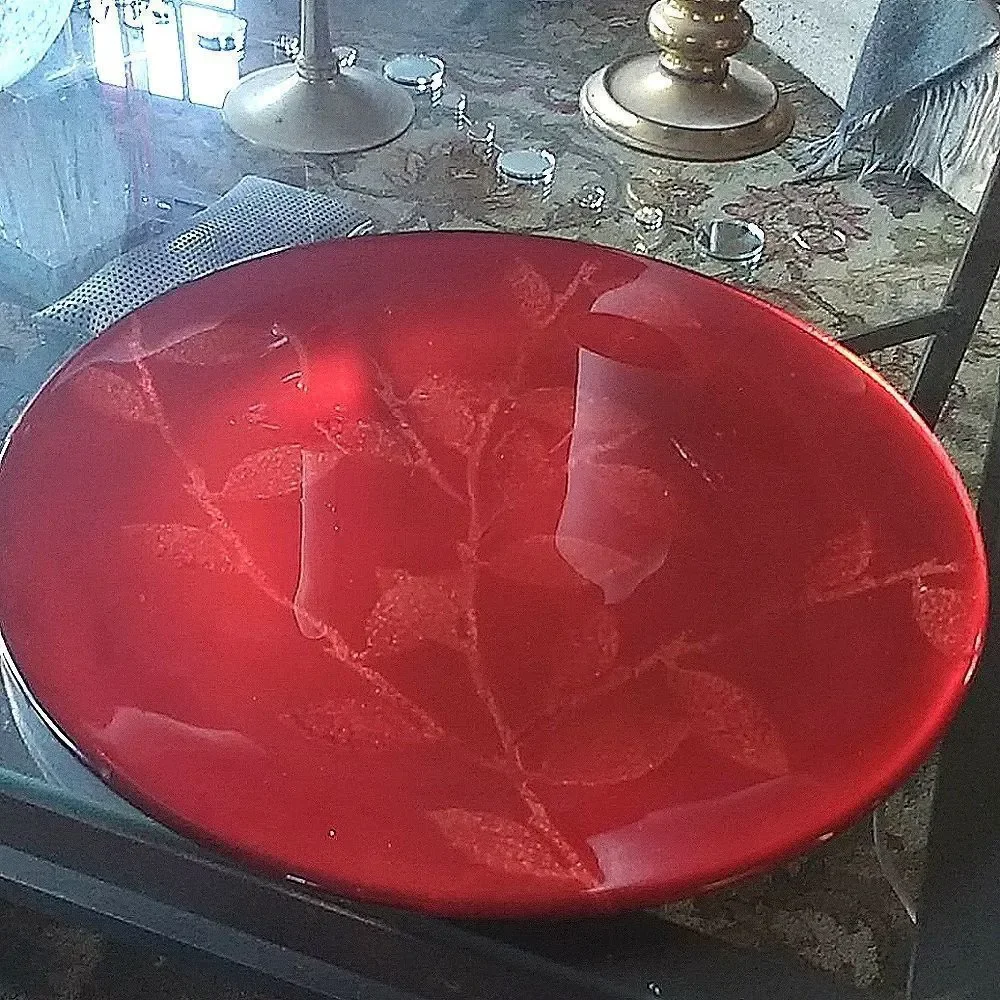 Crate&Barrel Vintage Festive Red Mercury Glass Platter 13